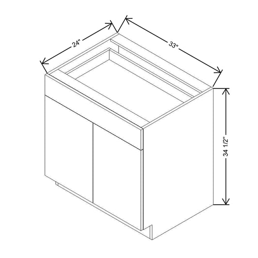 Modernform Cabinet Matte Grey 33" W X 34 1/2" H X 24" D Double Door Base Cabinet