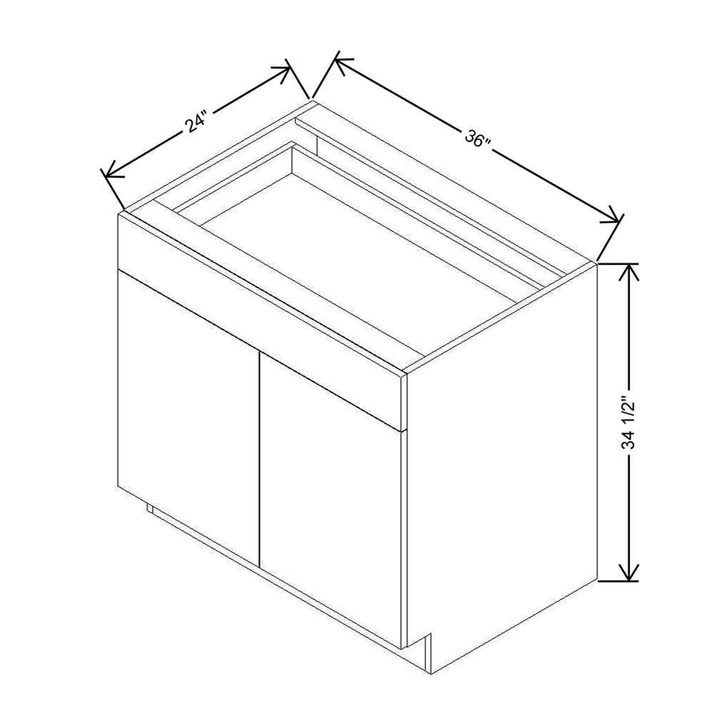 Modernform Cabinet Matte Grey 36" W X 34 1/2" H X 24" D Double Door Base Cabinet