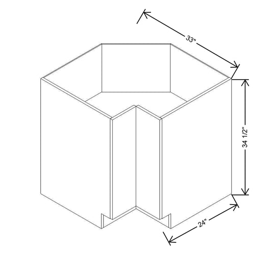 Modernform Cabinet Matte White 33" W X 34 1/2" H X 24" D Base Diagonal Corner w/Lazy Susan Cabinet