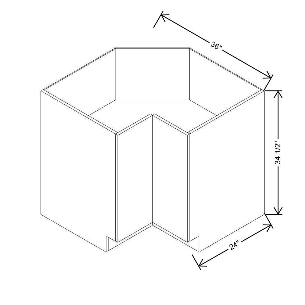 Modernform Cabinet Matte Grey 36" W X 34 1/2" H X 24" D Base Diagonal Corner w/Lazy Susan Cabinet
