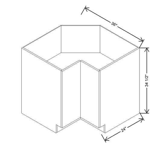 Modernform Cabinet Matte White 36" W X 34 1/2" H X 24" D Base Diagonal Corner w/Lazy Susan Cabinet