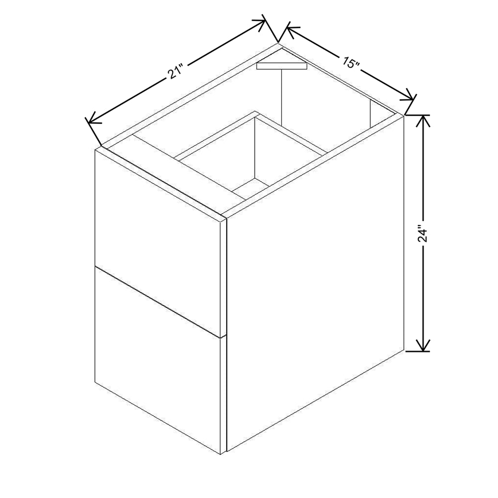 Modernform Cabinet Matte Grey 15" W X 24" H X 21" D Vanity Floating Drawers Cabinet