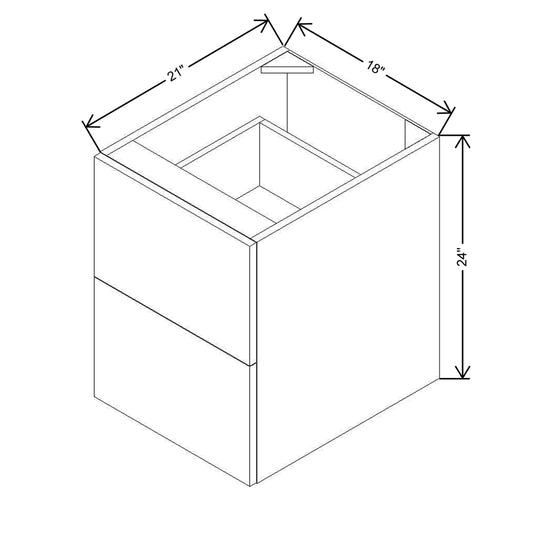 Modernform Cabinet Matte Grey 18" W X 24" H X 21" D Vanity Floating Drawers Cabinet