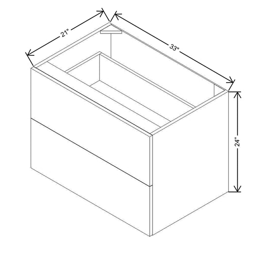 Modernform Cabinet Matte White 33" W X 24" H X 21" D Vanity Floating Drawers Cabinet