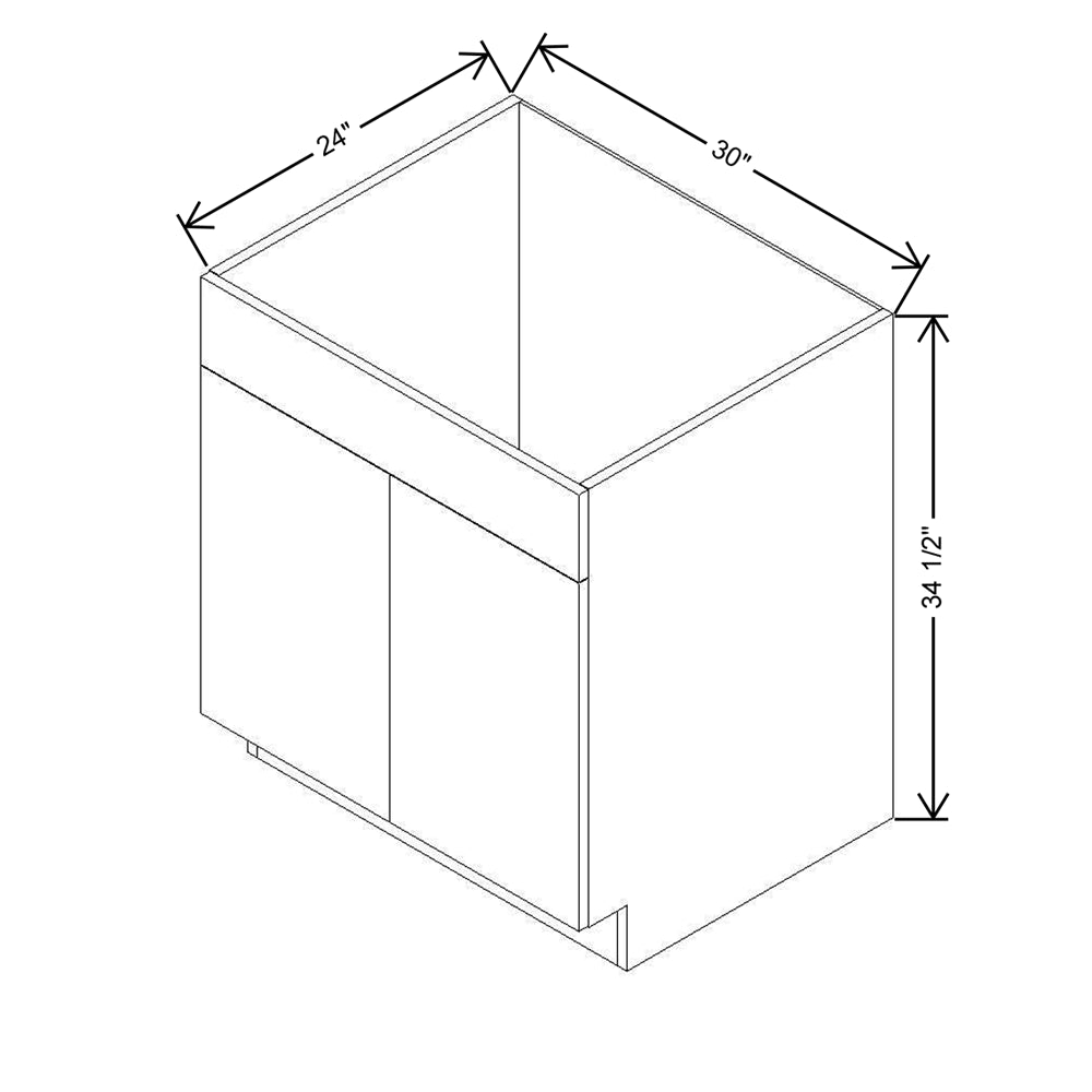 Modernform Cabinet Matte Grey 30" W X 34 1/2" H X 24" D Double Door Sink Base Cabinet