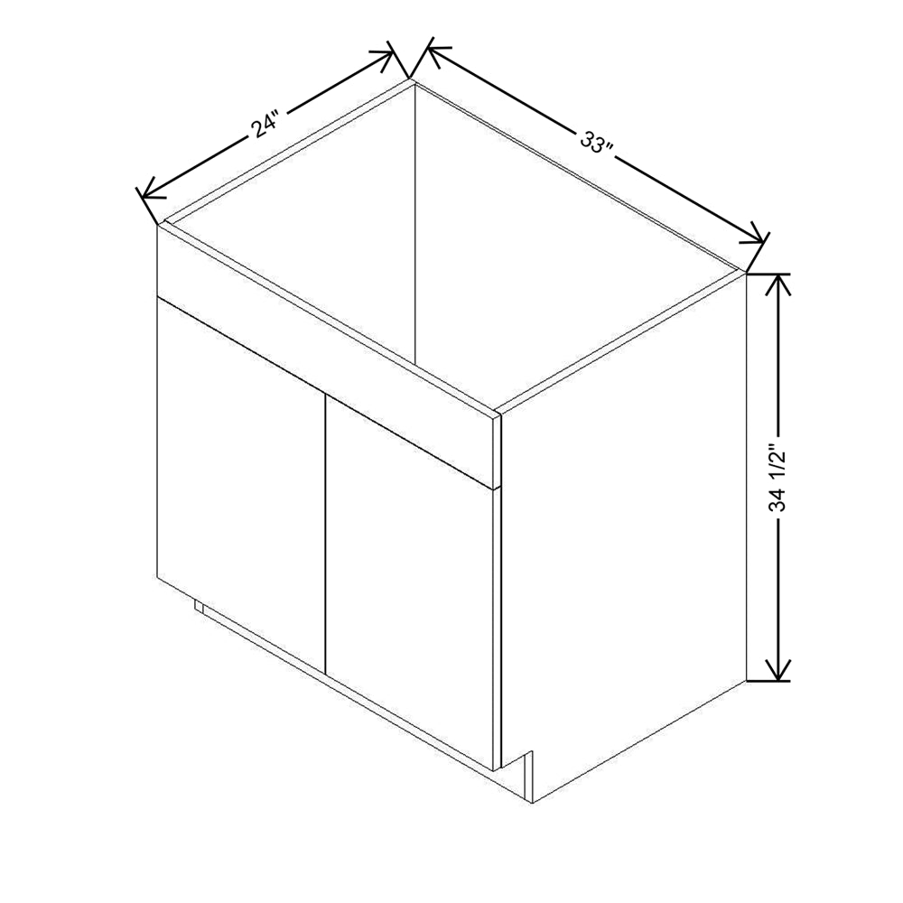 Modernform Cabinet Matte Grey 33" W X 34 1/2" H X 24" D Double Door Sink Base Cabinet