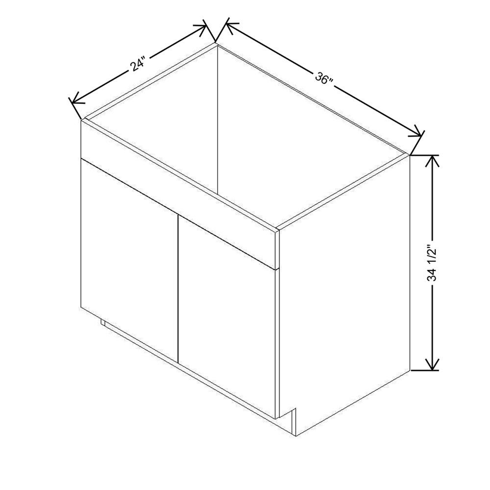 Modernform Cabinet Matte Grey 36" W X 34 1/2" H X 24" D Double Door Sink Base Cabinet