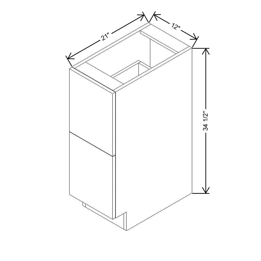 Modernform Cabinet Matte Grey 12" W X 34 1/2" H X 21" D Vanity Base with 2 Drawers