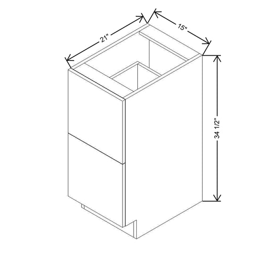 Modernform Cabinet Matte White 15" W X 34 1/2" H X 21" D Vanity Base with 2 Drawers
