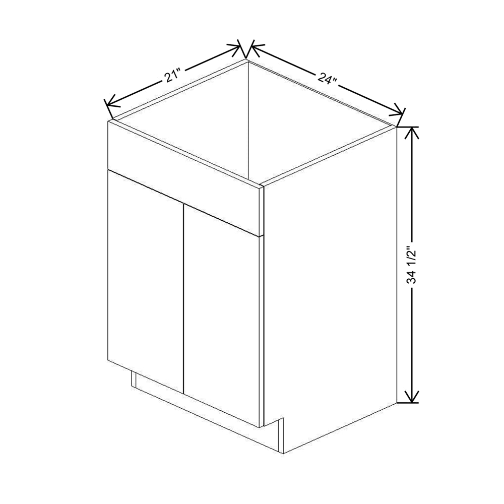 Modernform Cabinet Matte Grey 24" W X 34 1/2" H X 21" D Vanity Sink Base 2 Doors/1 False Front