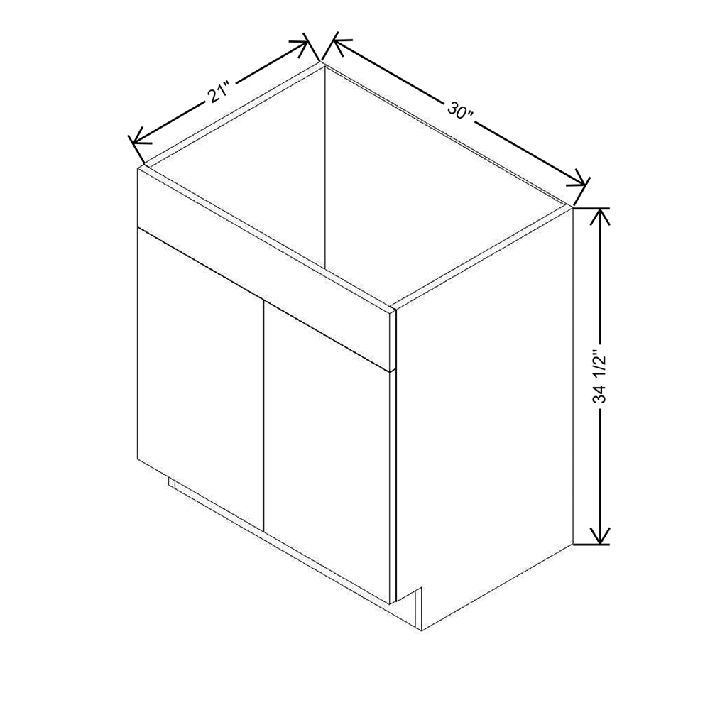 Modernform Cabinet Matte Grey 30" W X 34 1/2" H X 21" D Vanity Sink Base 2 Doors/1 False Front