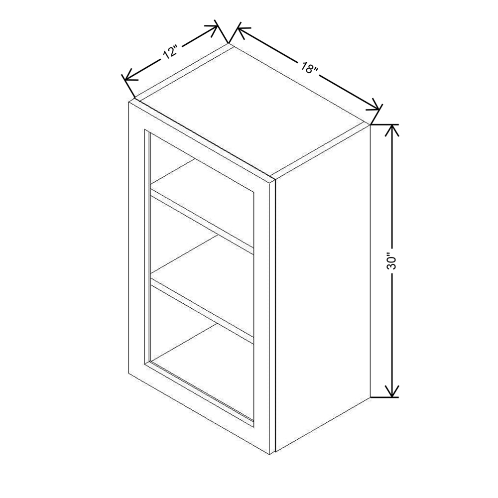 Modernform Cabinet Matte Grey 18" W X 30" H X 12" D Single Glass Door Wall Cabinet