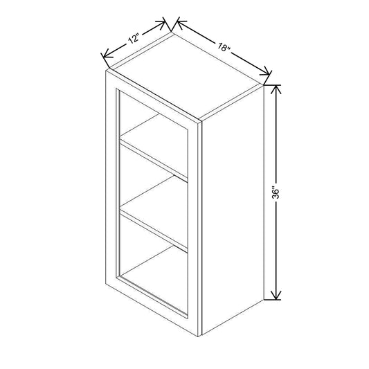 Modernform Cabinet Natural Oak 18" W X 36" H X 12" D Single Glass Door Wall Cabinet
