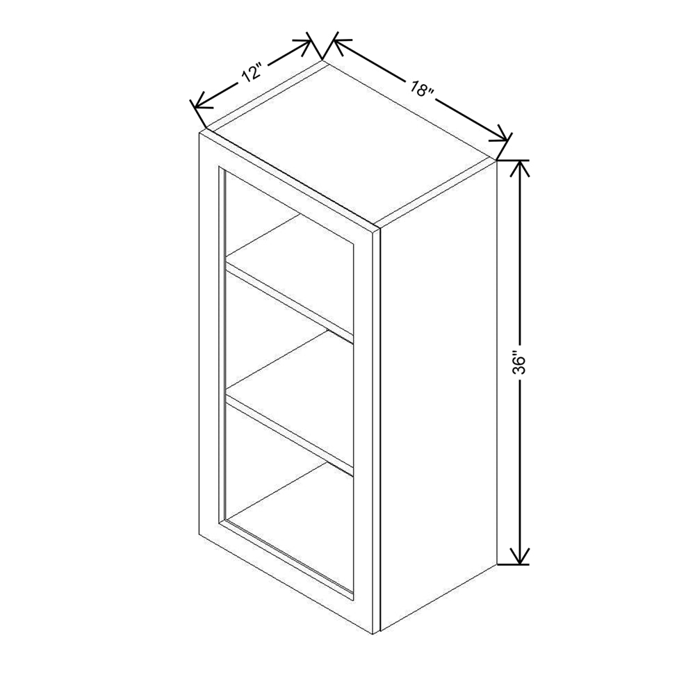 Modernform Cabinet Matte Grey 18" W X 36" H X 12" D Single Glass Door Wall Cabinet