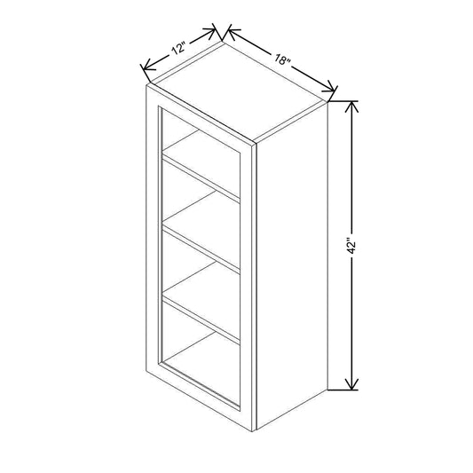 Modernform Cabinet Natural Oak 18" W X 42" H X 12" D Single Glass Door Wall Cabinet