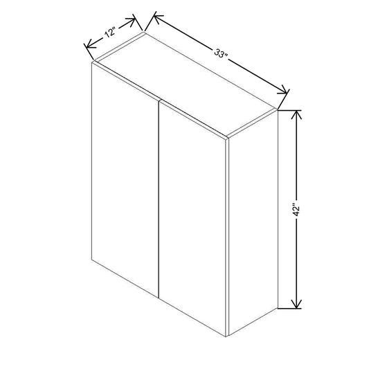 Modernform Cabinet Matte Grey 33" W X 42" H X 12" D Double Door Wall Cabinet