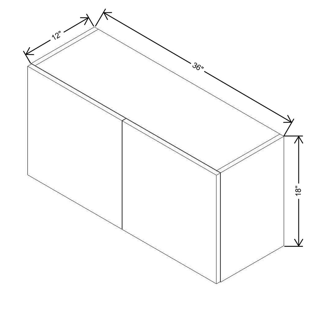 Modernform Cabinet Matte Grey 36" W X 18" H X 12" D Double Door Wall Cabinet