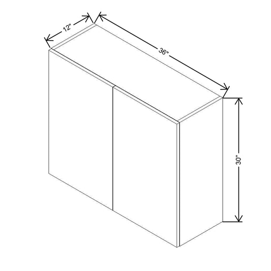 Modernform Cabinet Matte White 36" W X 30" H X 12" D Double Door Wall Cabinet