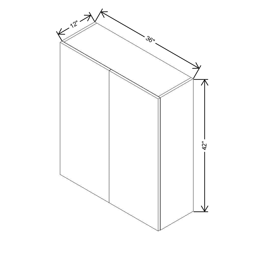 Modernform Cabinet Matte Grey 36" W X 42" H X 12" D Double Door Wall Cabinet