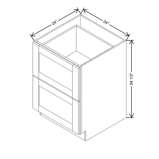 Modernform Cabinet Natural Shaker 24" W X 34 1/2" H X 24" D  2 Drawer Base Cabinet