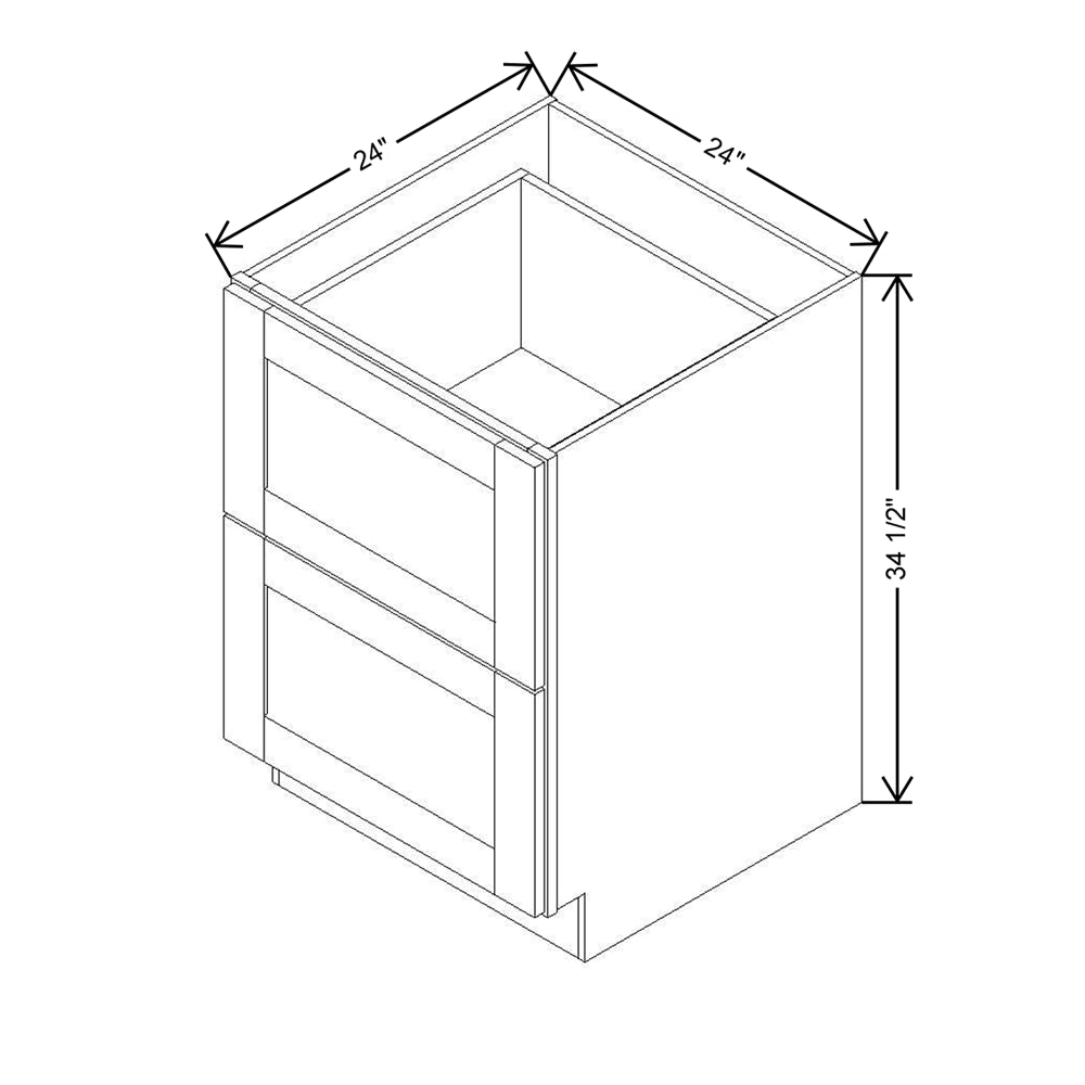 Modernform Cabinet Grey Shaker 24" W X 34 1/2" H X 24" D  2 Drawer Base Cabinet