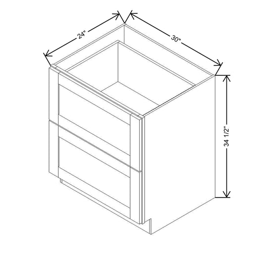 Modernform Cabinet Natural Shaker 30" W X 34 1/2" H X 24" D  2 Drawer Base Cabinet