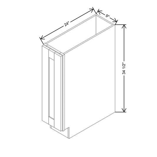 Modernform Cabinet Grey Shaker 09" W X 34 1/2" H X 24" D Full Height Single Door Base Cabinet