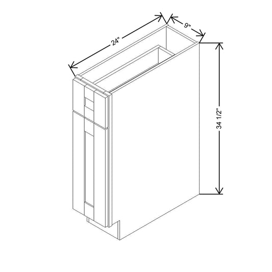 Modernform Cabinet Grey Shaker 09" W X 34 1/2" H X 24" D Single Door Base Cabinet