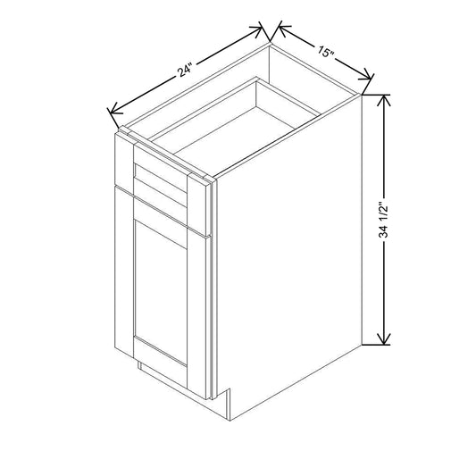 Modernform Cabinet Grey Shaker 15" W X 34 1/2" H X 24" D Single Door Base Cabinet