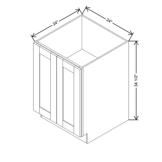 Modernform Cabinet Natural Shaker 24" W X 34 1/2" H X 24" D Full Height Double Door Base Cabinet