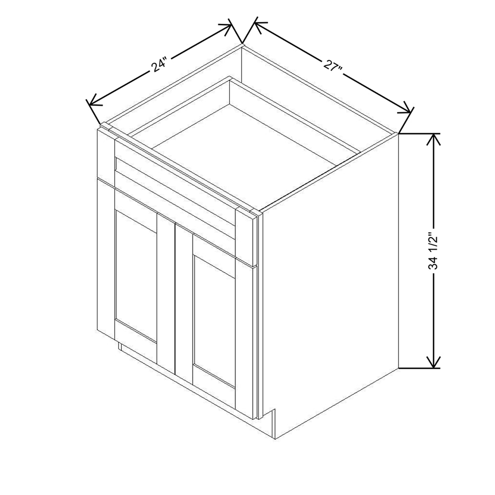 Modernform Cabinet Natural Shaker 27" W X 34 1/2" H X 24" D Double Door Base Cabinet