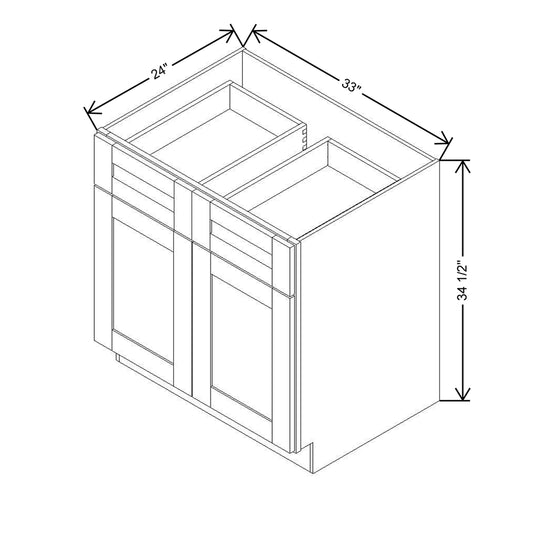 Modernform Cabinet Natural Shaker 33" W X 34 1/2" H X 24" D Double Door Base Cabinet