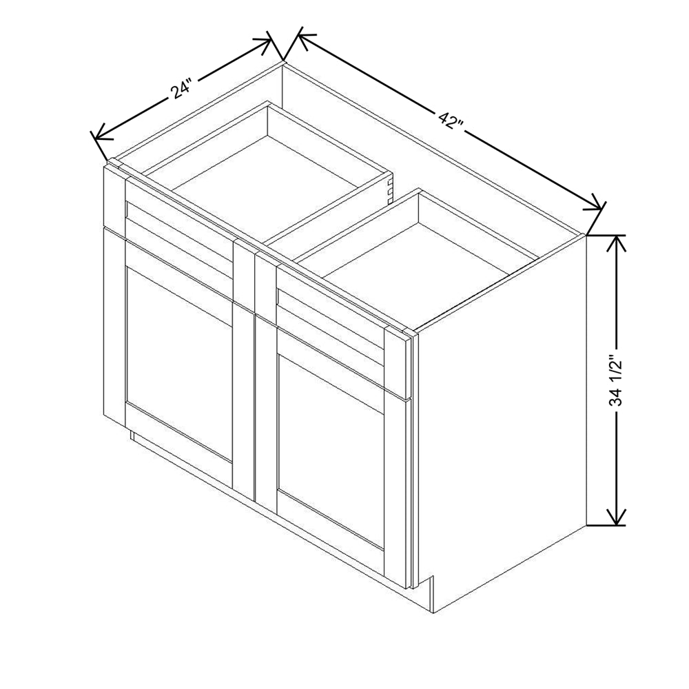Modernform Cabinet Natural Shaker 42" W X 34 1/2" H X 24" D Double Door Base Cabinet