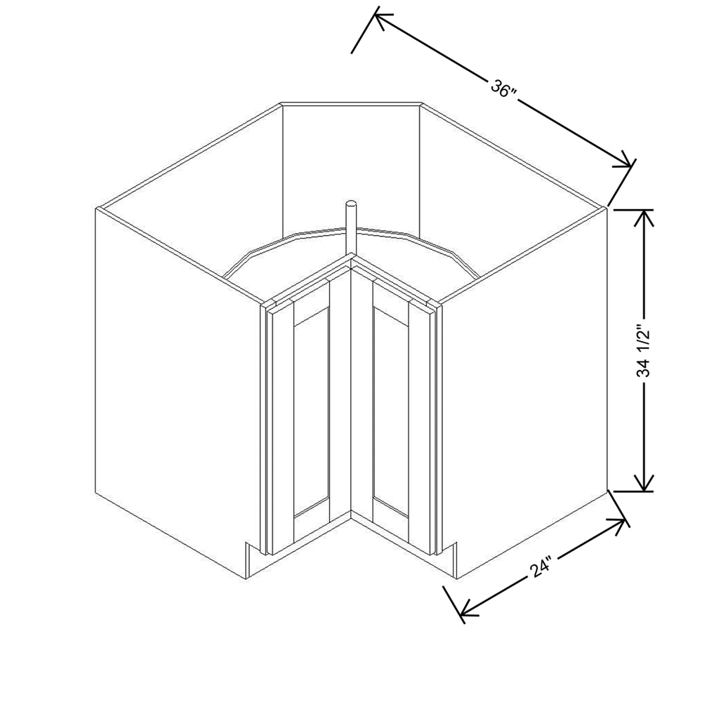 Modernform Cabinet Natural Shaker 36" W X 34 1/2" H X 24" D Lazy Susan Base Cabinet