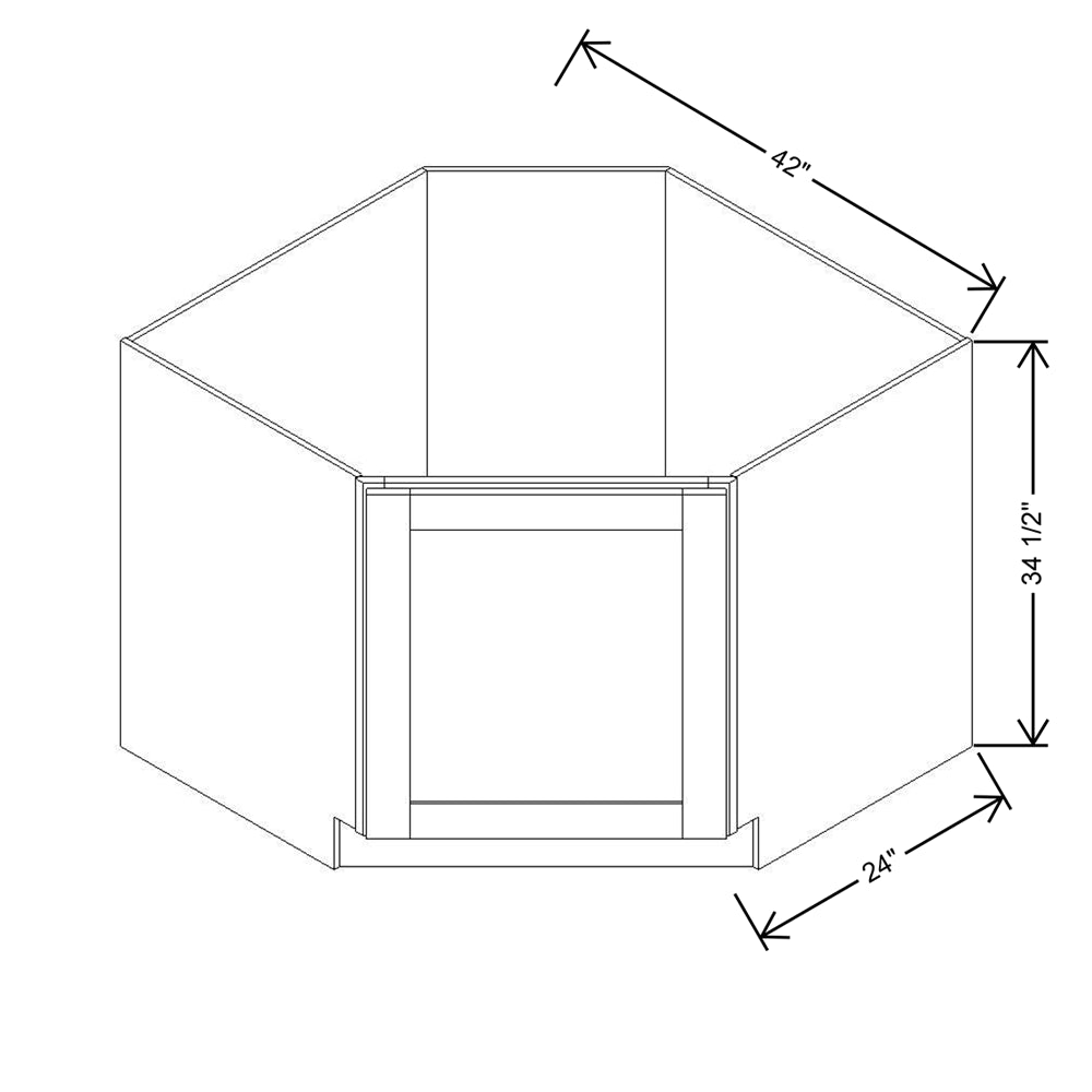 Modernform Cabinet Slim Sage Green 42" W X 34 1/2" H X 24" D Diagonal Corner Sink Base Cabinet