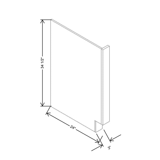 Modernform Cabinet Slim Sage Green 3" W X 34 1/2" H X 24" D Base Dishwasher End Panel