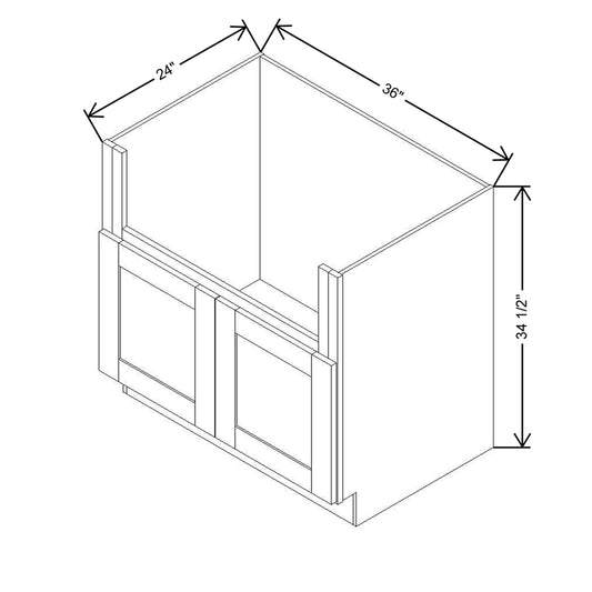 Modernform Cabinet Natural Shaker 36" W X 34 1/2" H X 24" D Farm Sink Base Cabinet