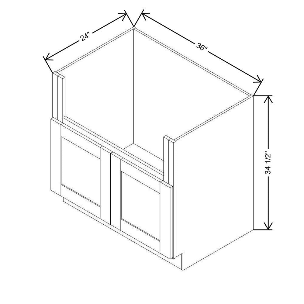 Modernform Cabinet Grey Shaker 36" W X 34 1/2" H X 24" D Farm Sink Base Cabinet
