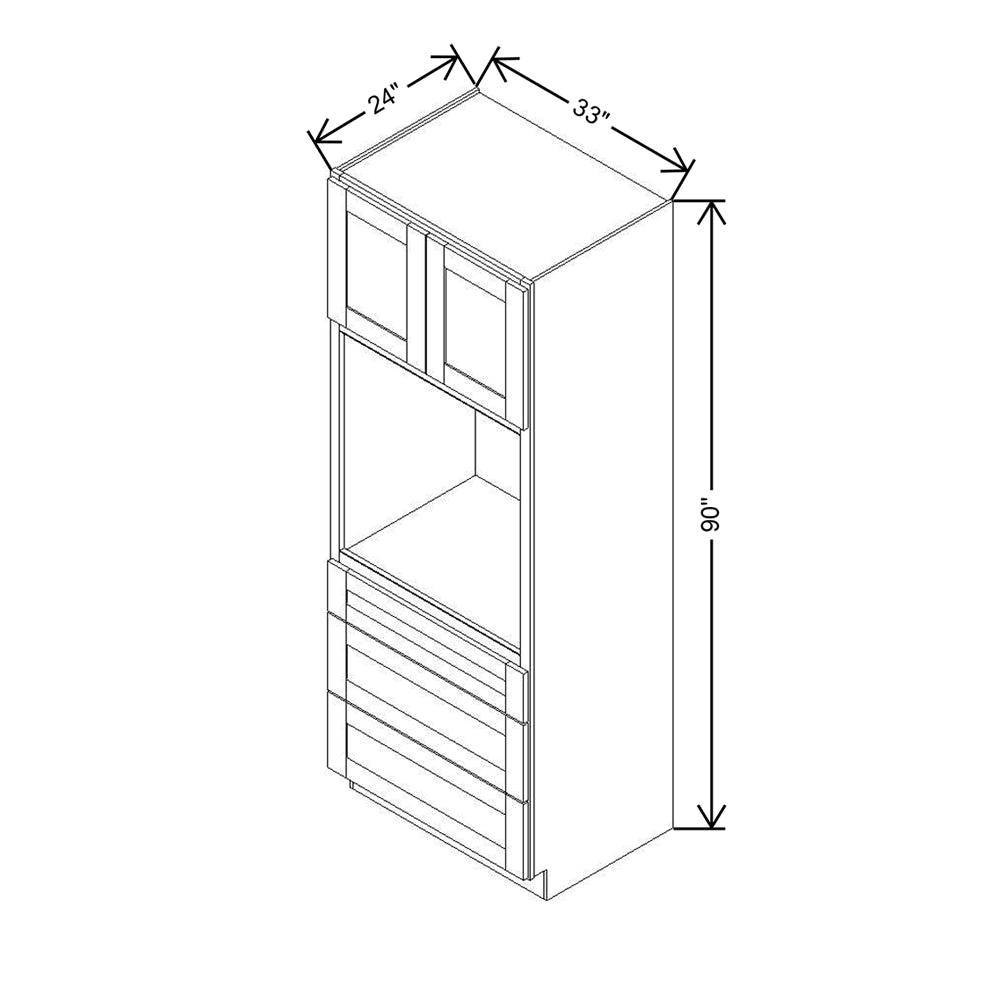 Modernform Cabinet Slim Dove White 33" W X 90" H X 24" D Oven Cabinet With 3 Drawers