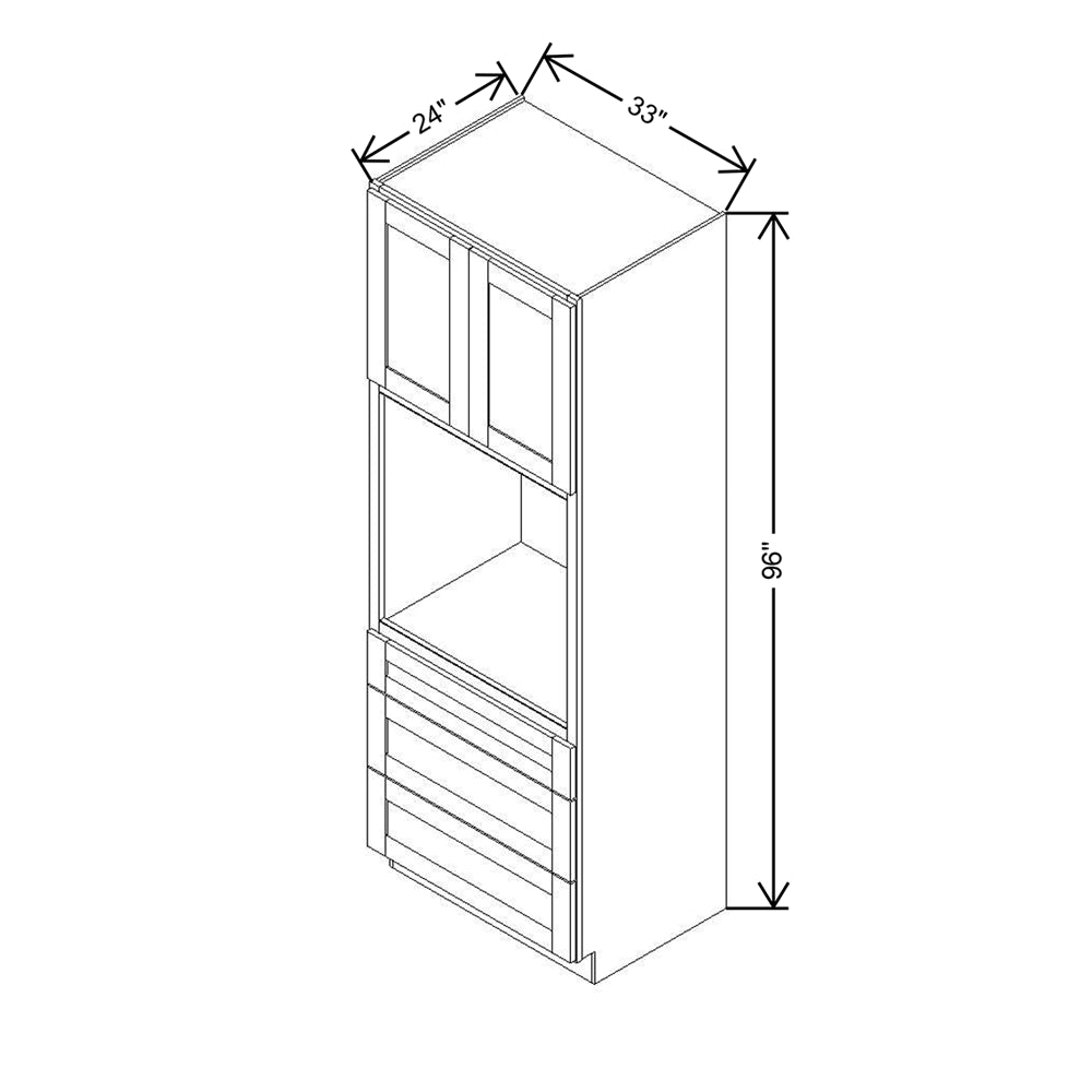 Modernform Cabinet Slim Dove White 33" W X 96" H X 24" D Oven Cabinet With 3 Drawers
