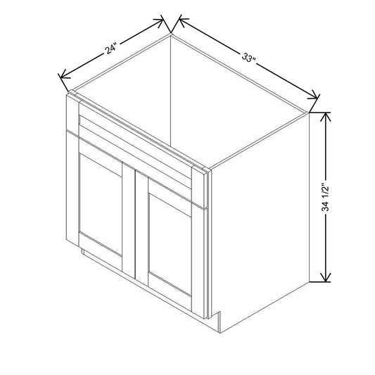 Modernform Cabinet Slim Sage Green 33" W X 34 1/2" H X 24" D Double Door Sink Base Cabinet