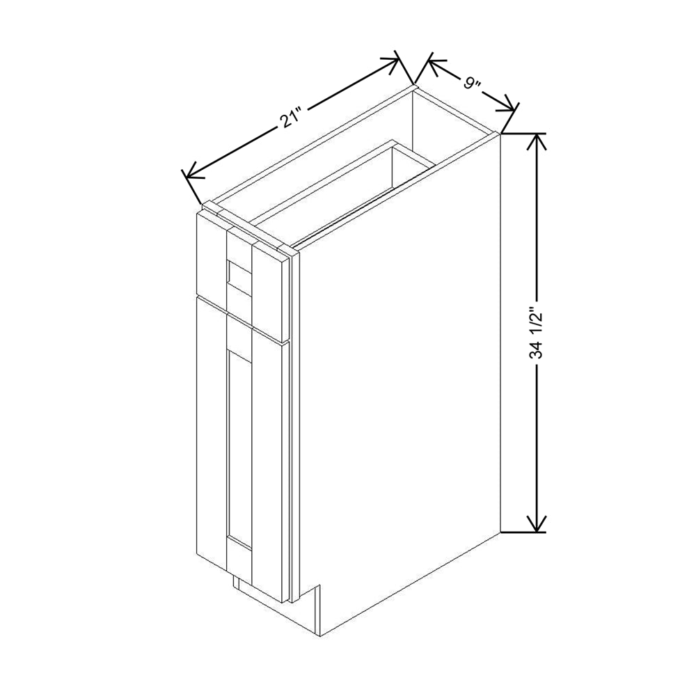 Modernform Cabinet Slim Dove White 09" W X 34 1/2" H X 21" D Base 1 Door/1 Drawer
