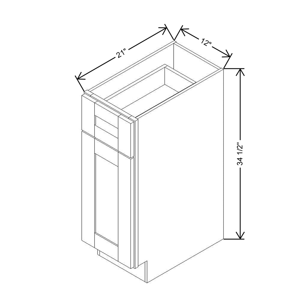 Modernform Cabinet Slate Shaker 12" W X 34 1/2" H X 21" D Base 1 Door/1 Drawer