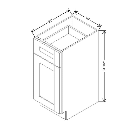 Modernform Cabinet Slim Dove White 15" W X 34 1/2" H X 21" D Base 1 Door/1 Drawer