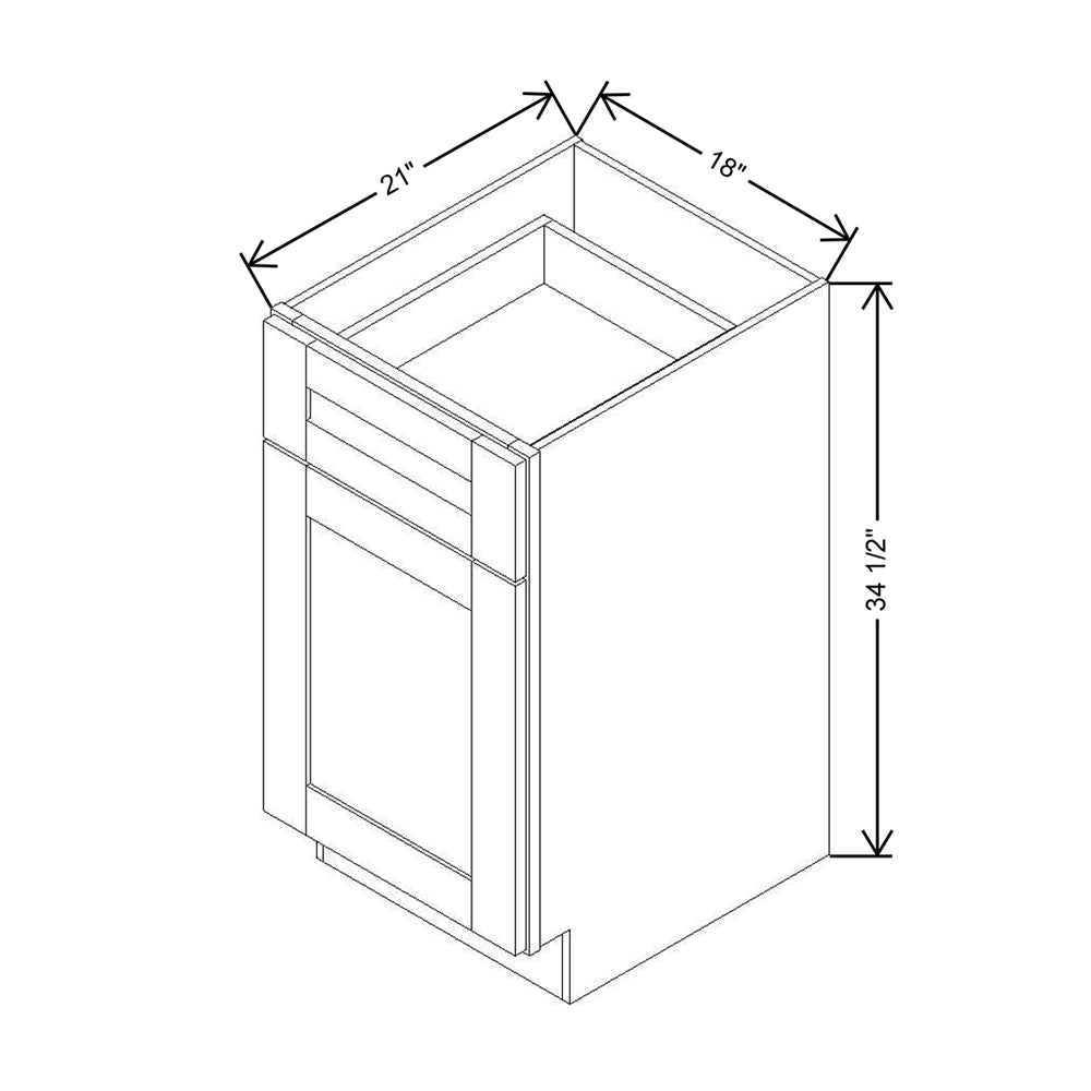 Modernform Cabinet Slim Dove White 18" W X 34 1/2" H X 21" D Base 1 Door/1 Drawer