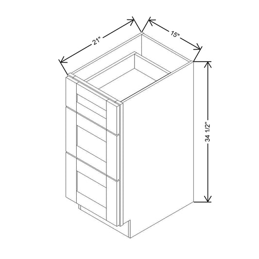 Modernform Cabinet Slim Dove White 15" W X 34 1/2" H X 21" D Vanity Base with 3 Drawers