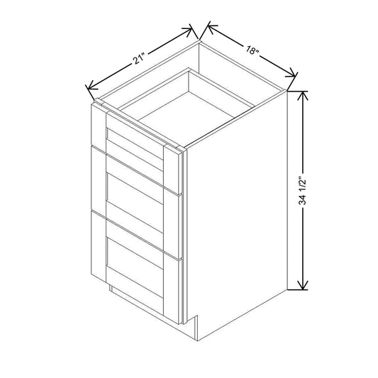 Modernform Cabinet Slate Shaker 18" W X 34 1/2" H X 21" D Vanity Base with 3 Drawers