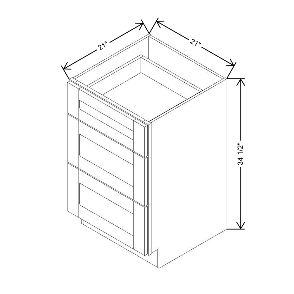 Modernform Cabinet Slate Shaker 21" W X 34 1/2" H X 21" D Vanity Base with 3 Drawers