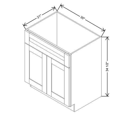 Modernform Cabinet Slate Shaker 30" W X 34 1/2" H X 21" D Sink Base 2 Doors/1 False Front