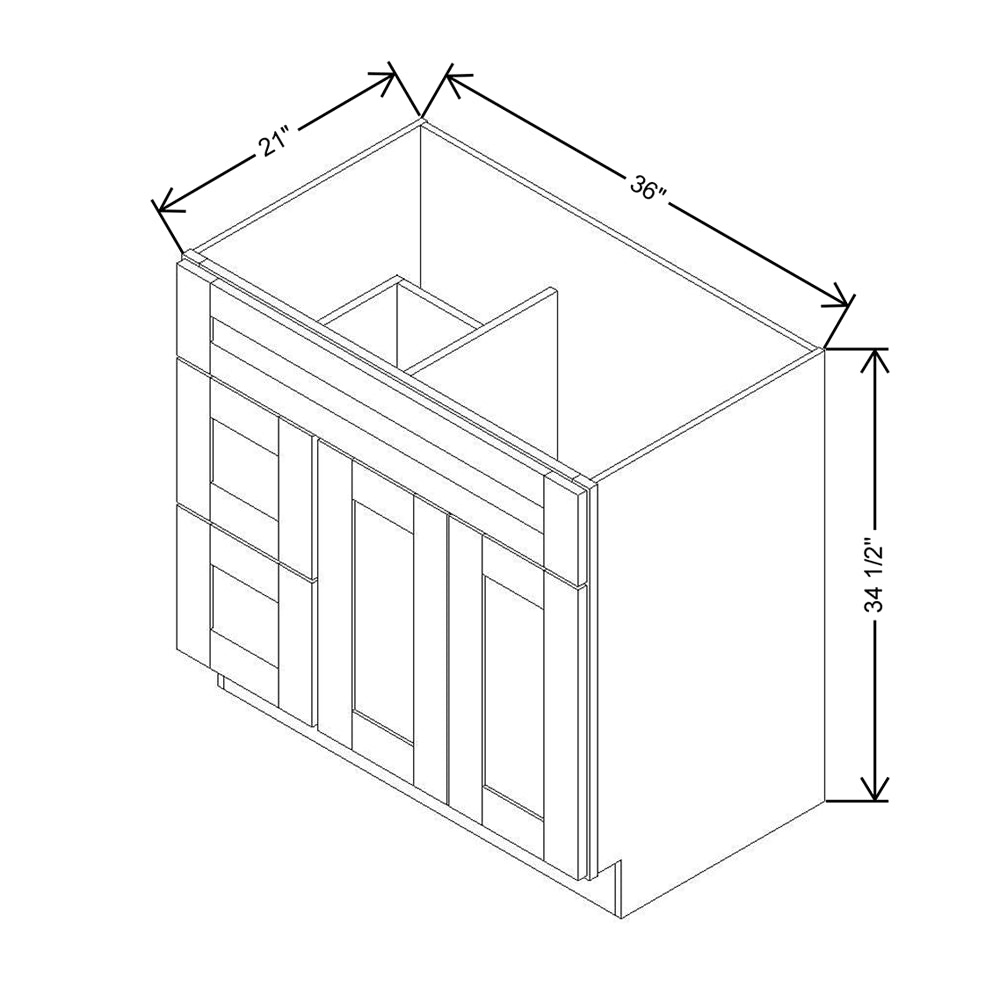 Modernform Cabinet Slim Sage Green 36" W X 34 1/2" H X 21" D Combo Cabinet w/2 Tub Drawers
